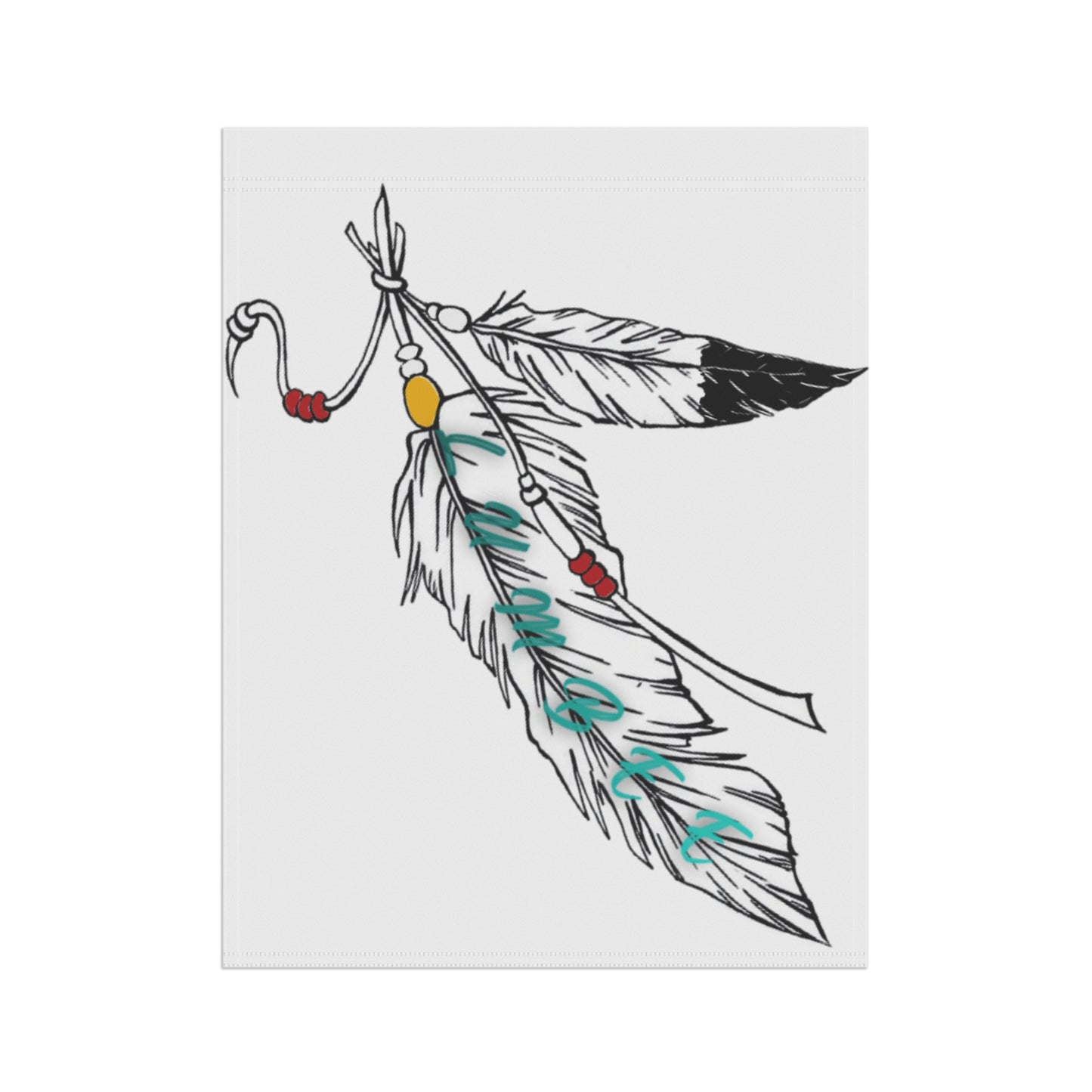 Lumbee Feather Double-Sided Flag | White