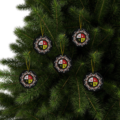 Medicine Wheel Ceramic Ornament (Two-Sided) — Black