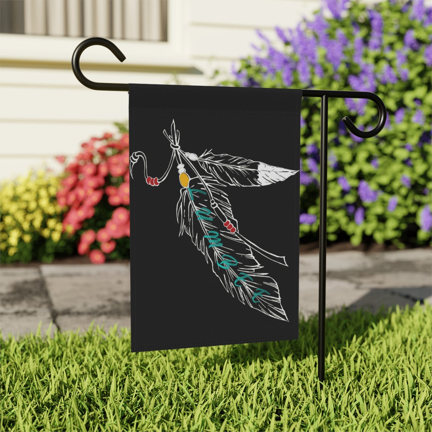 Lumbee Feather Double-Sided Flag | Black