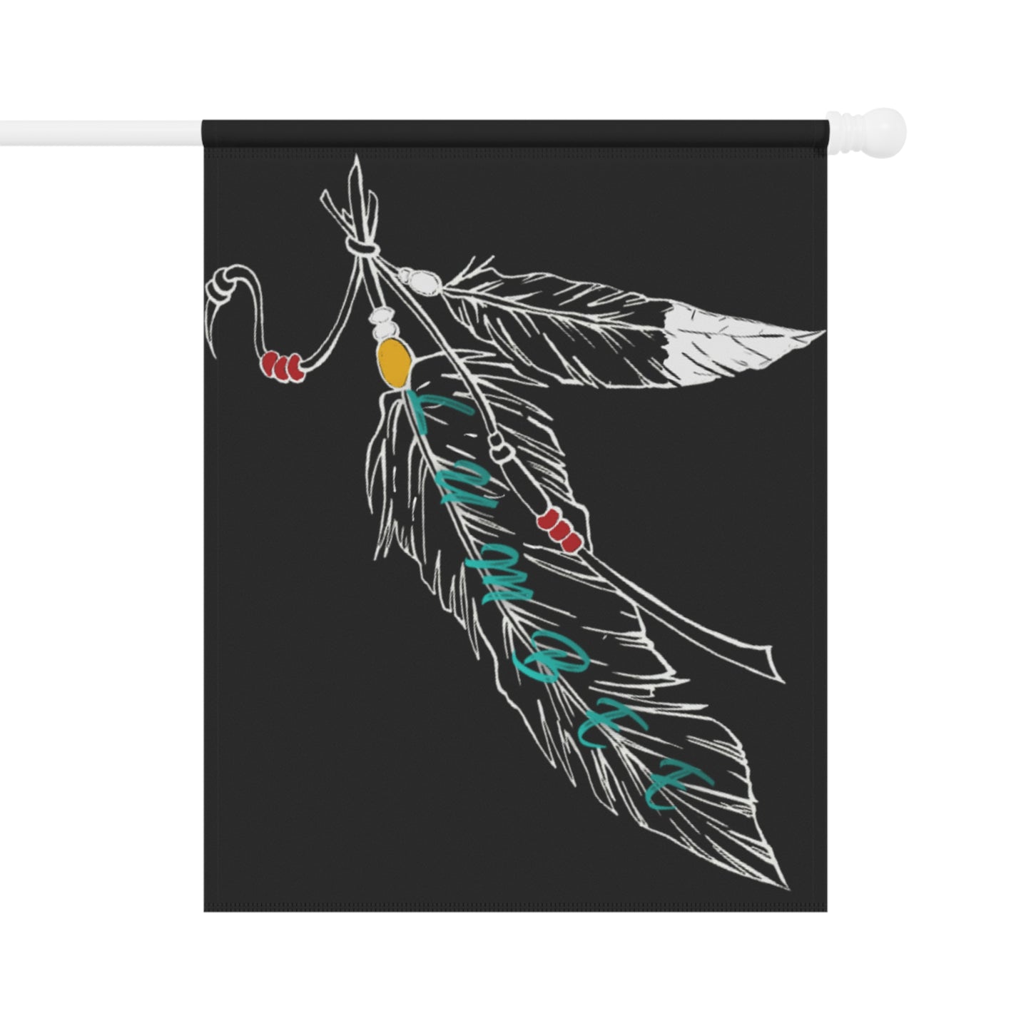 Lumbee Feather Double-Sided Flag | Black