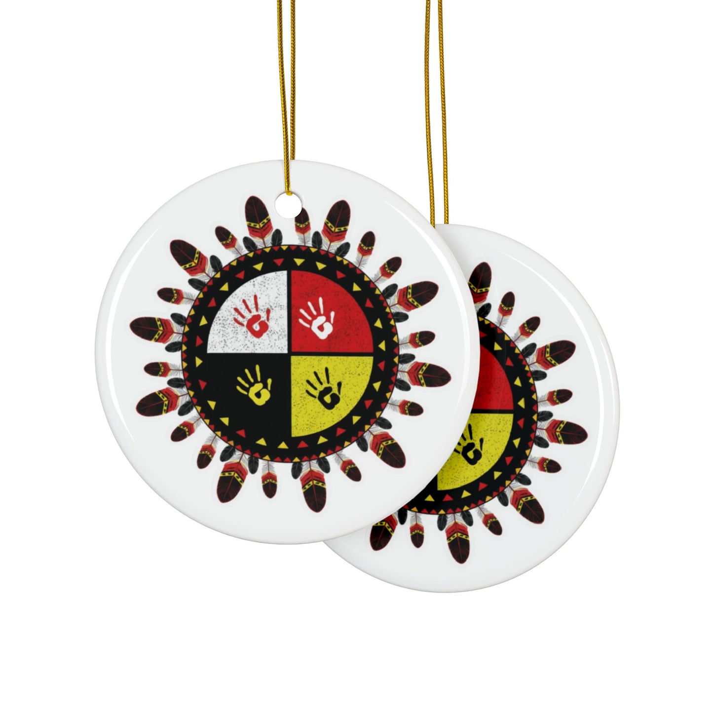 Medicine Wheel Ceramic Ornament (Two-Sided) — White
