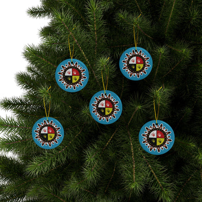 Medicine Wheel Ceramic Ornament (Two-Sided) — Turquoise