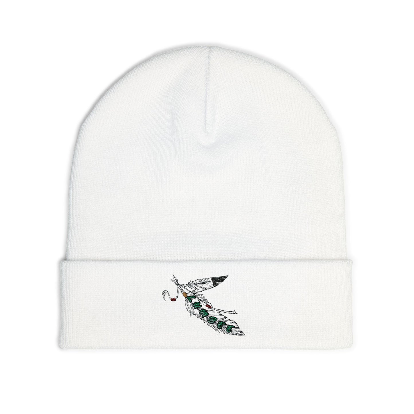 Lumbee Feather Embroidered Knit Beanie