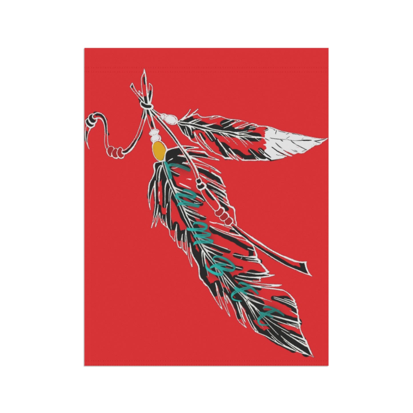 Lumbee Feather Double-Sided Flag | Red