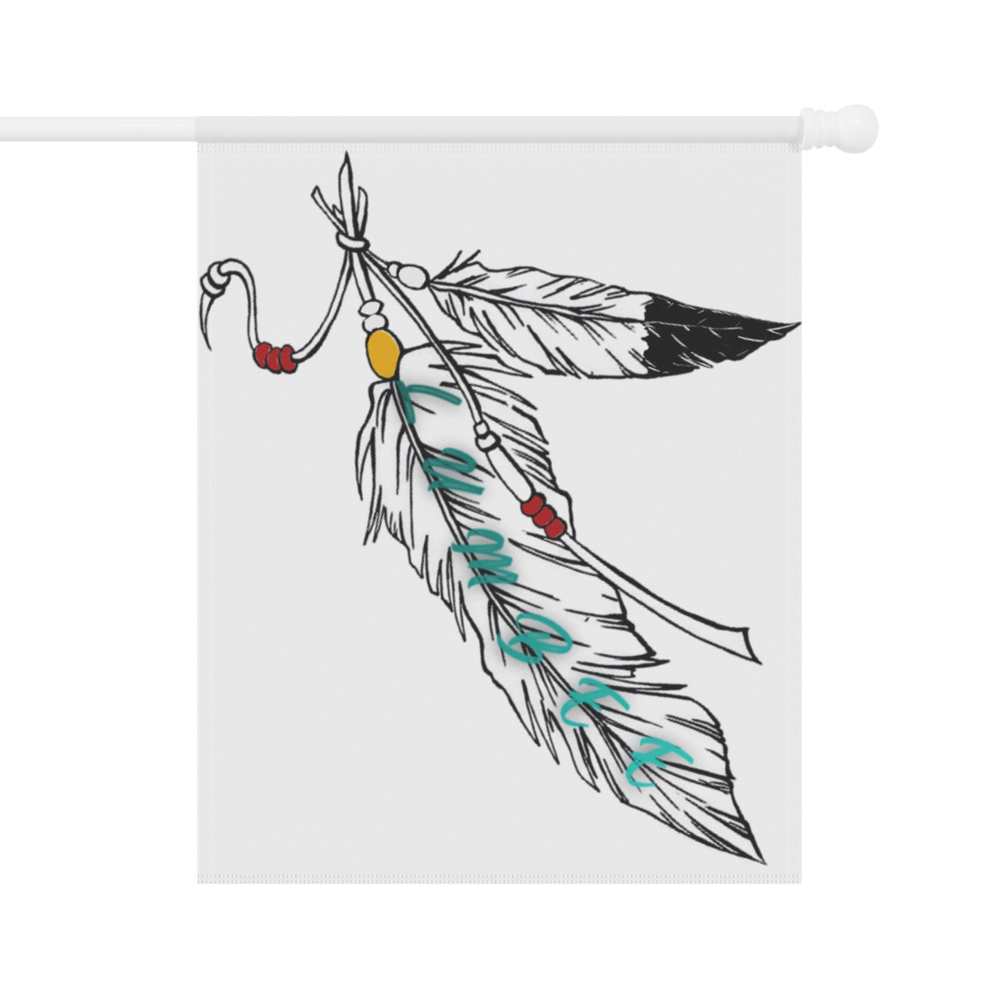 Lumbee Feather Double-Sided Flag | White