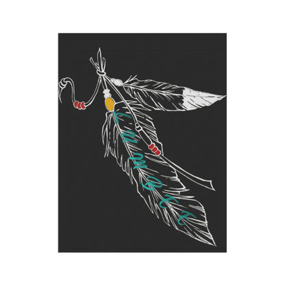 Lumbee Feather Double-Sided Flag | Black