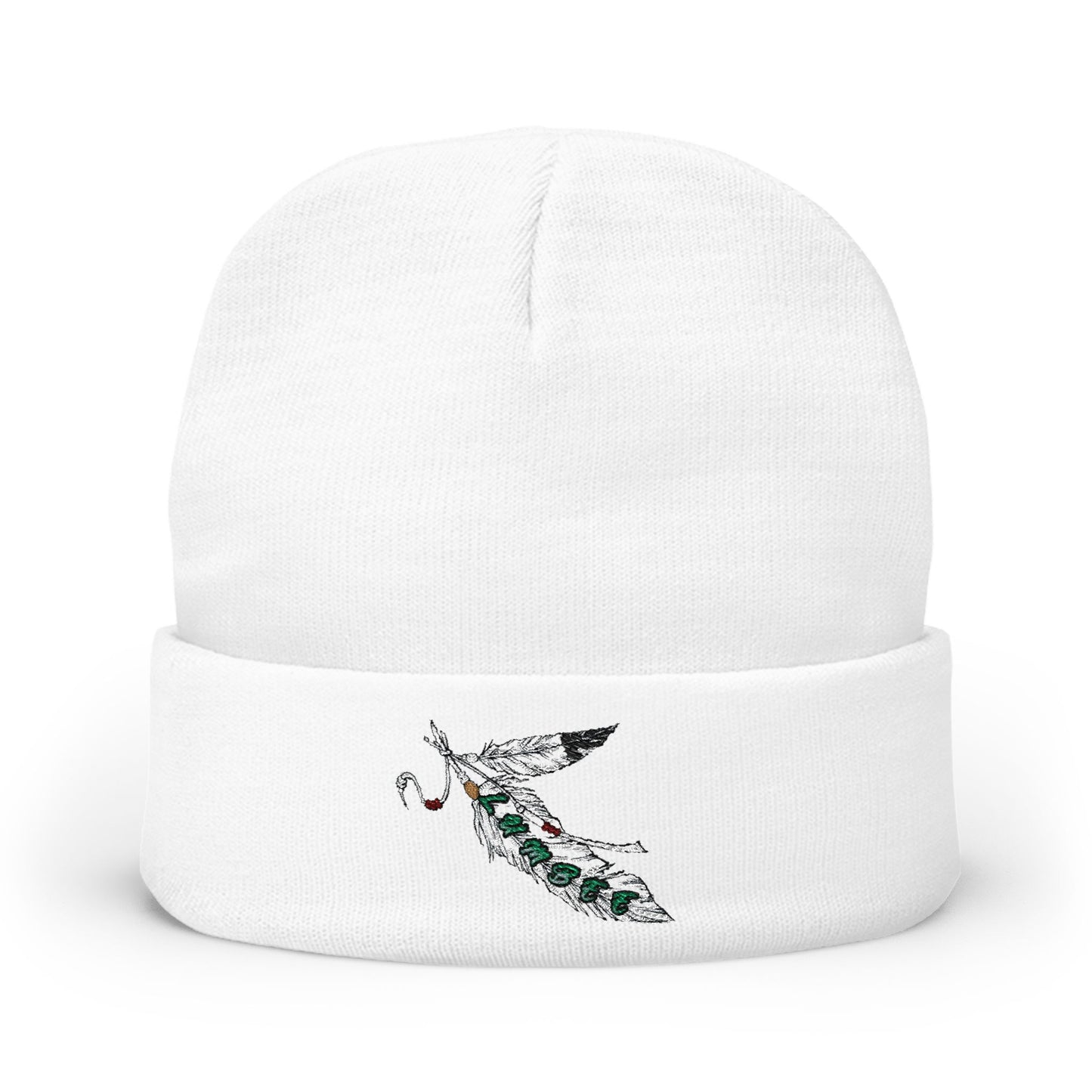 Lumbee Feather Embroidered Knit Beanie