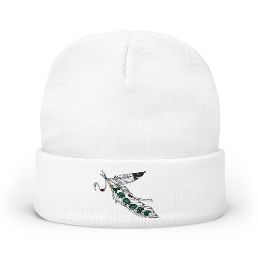 Lumbee Feather Embroidered Knit Beanie