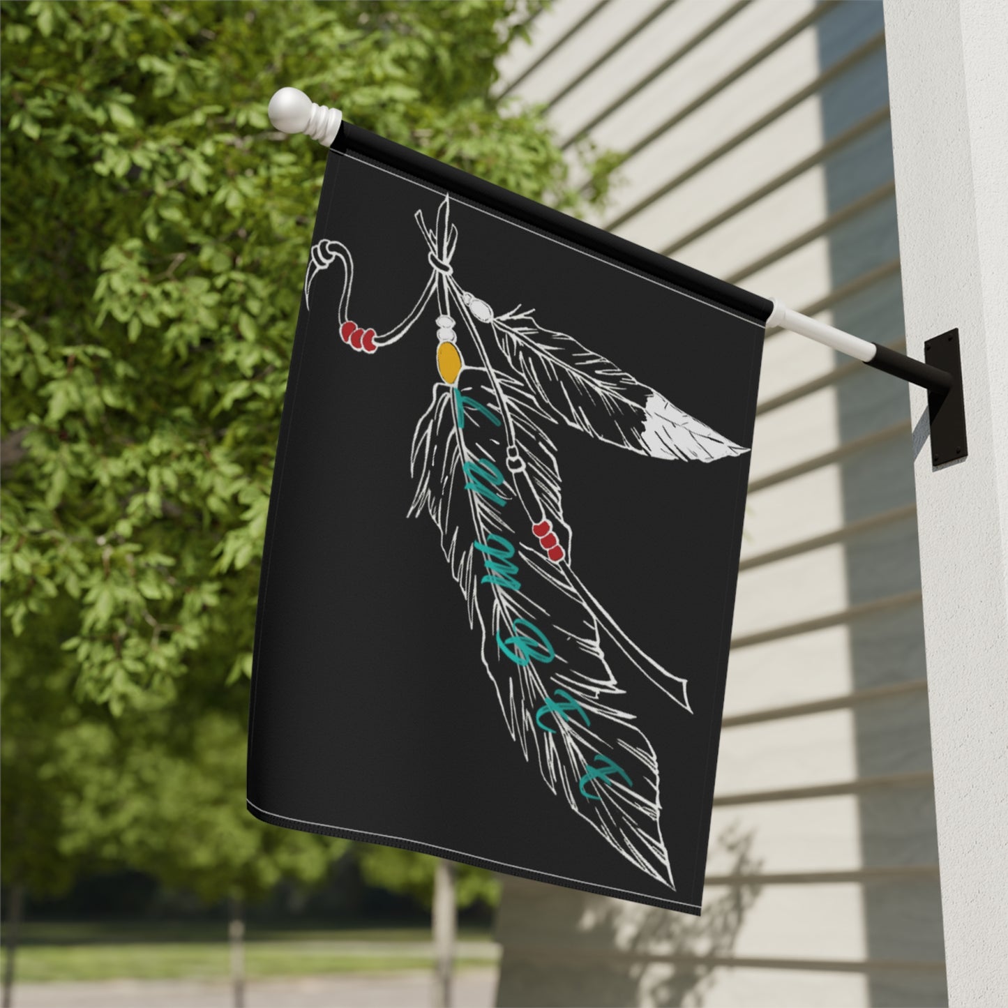 Lumbee Feather Double-Sided Flag | Black
