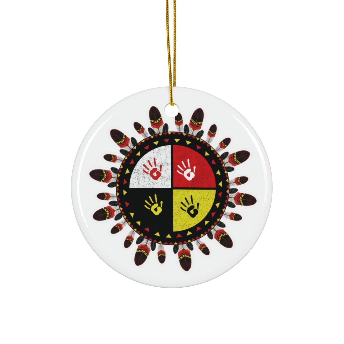 Medicine Wheel Ceramic Ornament (Two-Sided) — White
