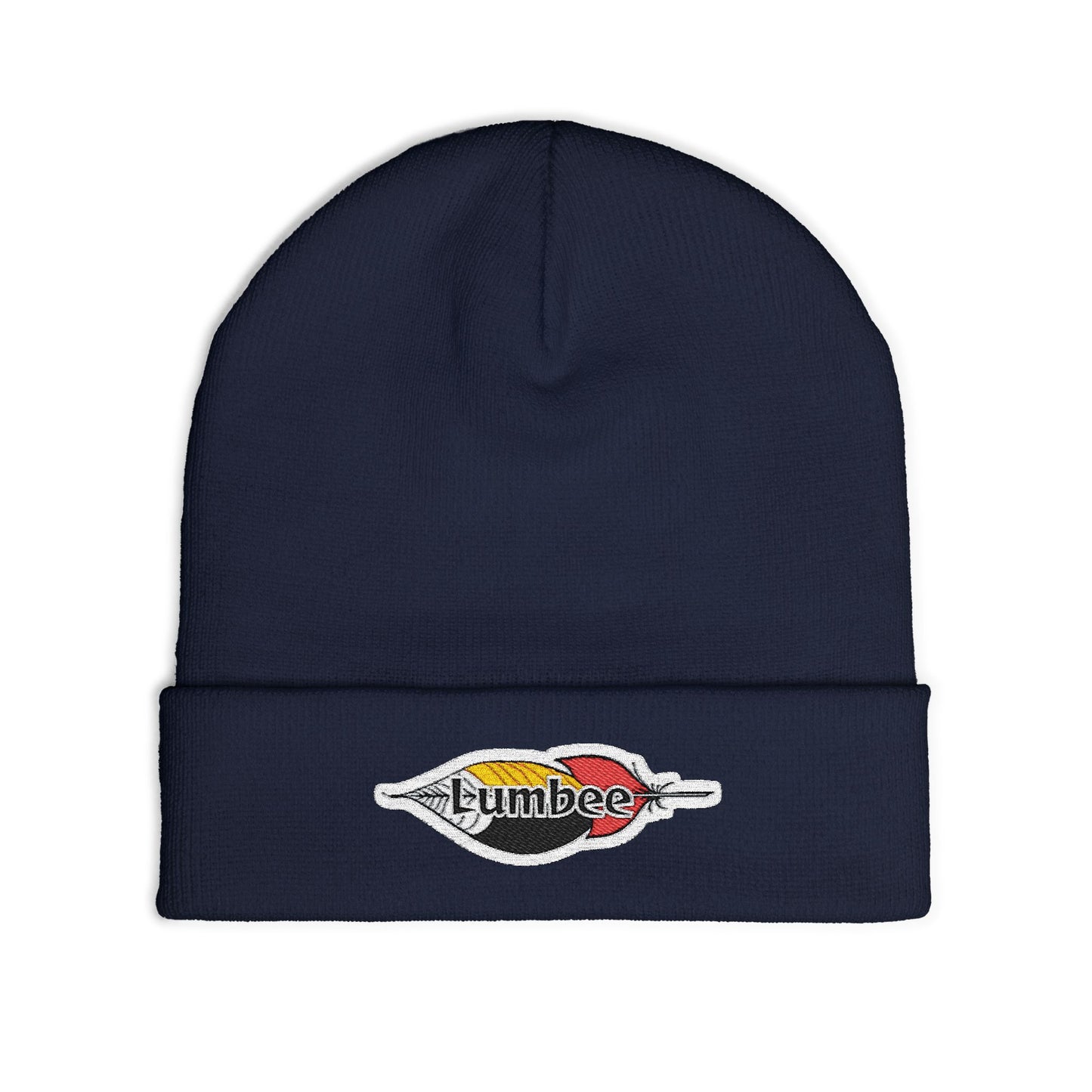 Cozy Lumbee Feather Embroidered Knit Beanie