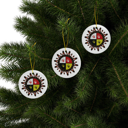 Medicine Wheel Ceramic Ornament (Two-Sided) — White